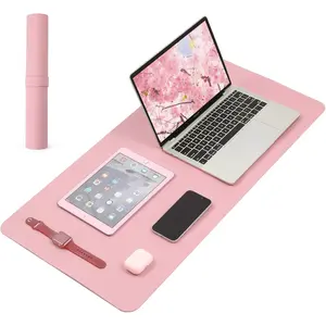 Large Office Leather Desk Mat, Large  and Keyboard Pad, Laptop Pad, Desktop Protector (Pink, 31.5 in. x 15.7 in.)