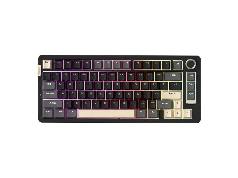 Rosewill NEON S75 Tri-Mode Wireless Gaming Keyboard - Gasket Mount for Superior Typing, 75% Layout with Knob, Hot-Swap, RGB, PBT Keycaps & Blue Switches