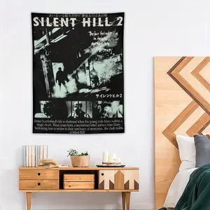 [1pc Silent Game Tapestry] 1pc Silent Game Wall Tapestry |   Casual Printed Poster Banner Fan Flag Decoration Wall Art with Free Installation Kit