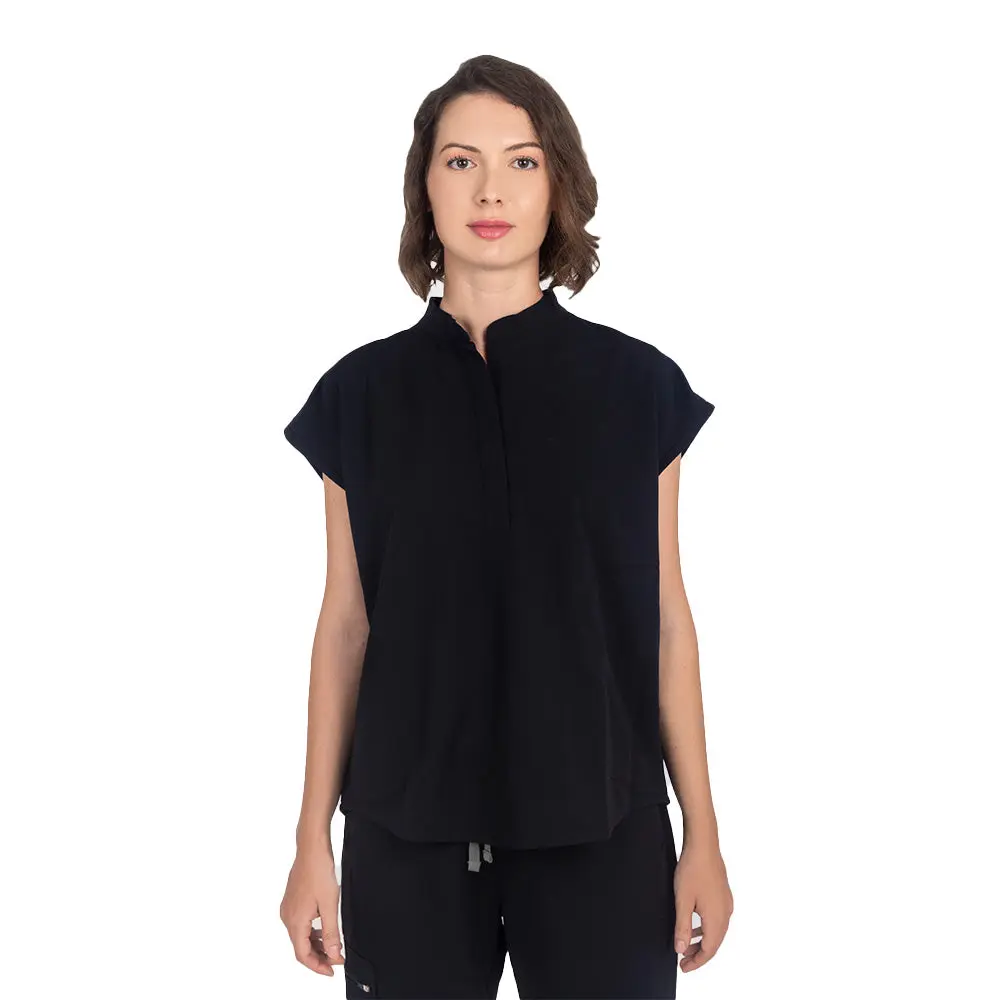 Athena Women's Relax Scrub Top - Antimicrobial, Collared Neck, ¼ Sleeves, Pockets, Summer Basic Workwear