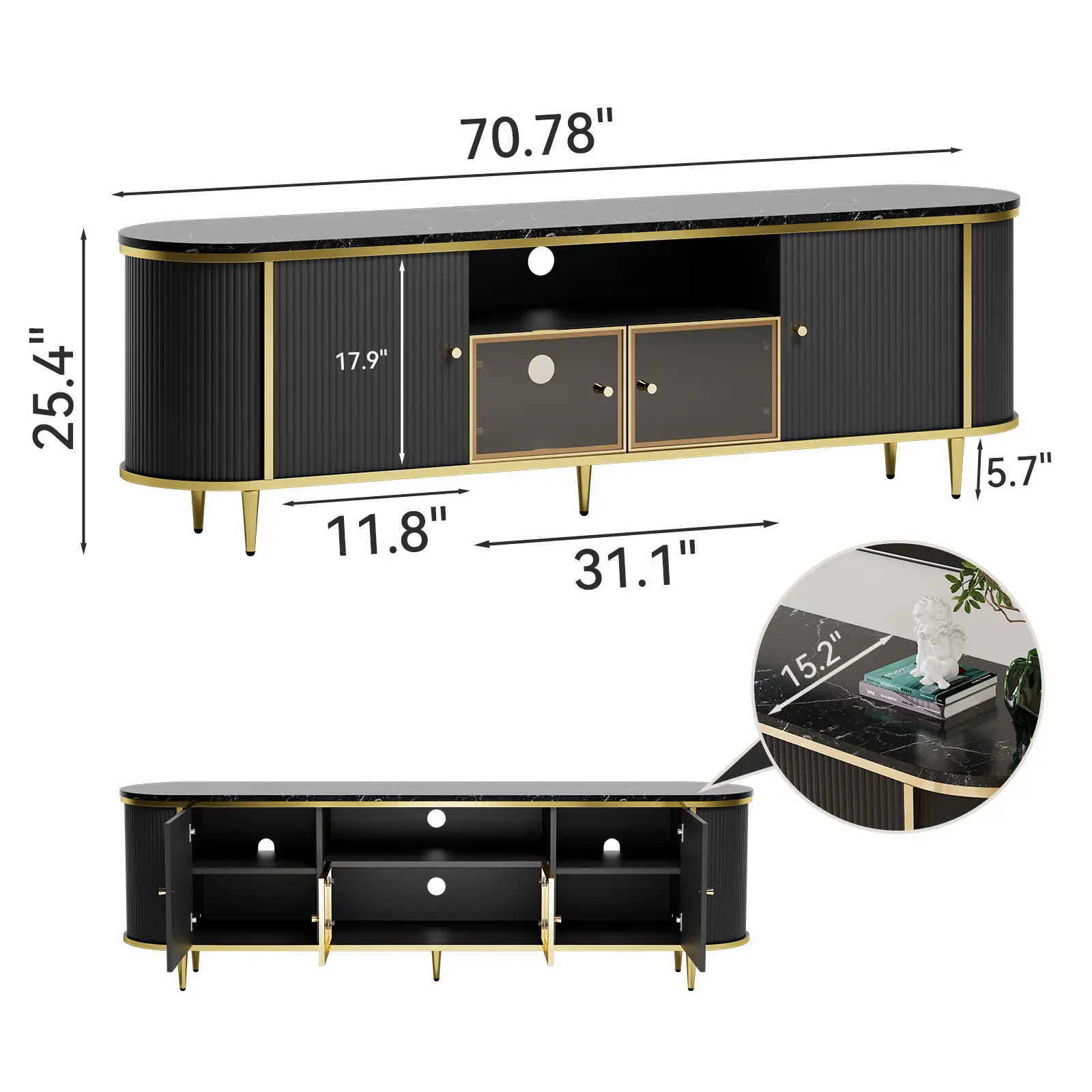 Black/70" TV Stand only