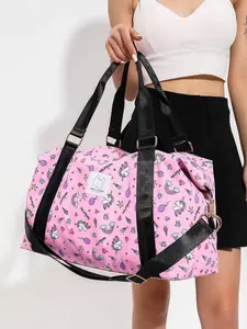 Dream unicorn pink shoulder slung bag, large-capacity short-distance travel handbag,niche design printed sports fitness bag, personalized fashion classic travel bag, suitable for daily commuting, shopping and so on.