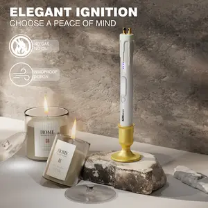 USB Rechargeable Windproof Arc Lighter with Durable Plastic Aluminum Body Candle Shape for Indoor Outdoor Use Christmas Halloween Camping Kitchen Decor