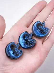 Natural Labradorite Moon Fairy Design Pendant, Polished DIY Jewelry Necklace for Women, Handcrafted Design with Intricate Details