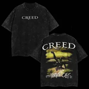 Creed Human Clay Washed T-Shirt, Double Printed Oversized Music Band Washed Tee, Rock Band Double Printed Washed Hoodie, Gift For Band Fan Crewneck Casual, Oversize shirt, Cotton tee NFS
