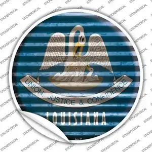 Louisiana Flag Corrugated Novelty Circle Sticker Decal