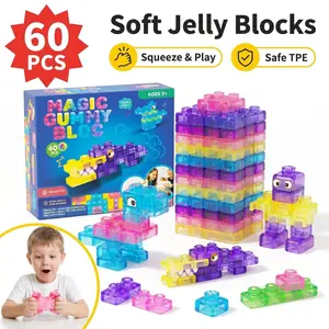 Squishy Soft Blocks for Kids, 40/60pcs Safe Tpe Gummy Blocks, Fun and Durable Toys, Perfect for Playtime, Ideal Gift for Children