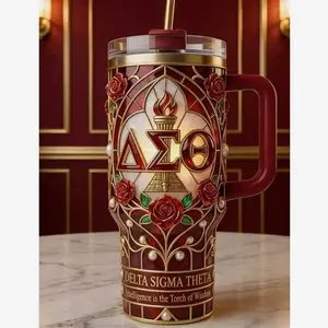 Delta Sigma Theta Stainless Steel Tumbler with Handle – Sorority-Inspired Insulated Cup, Perfect DST Gift for Sisters
