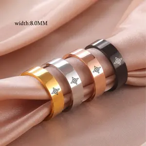 8MM wide Witch knot S-shaped stainless steel smooth ring Celtic knot amulet men and women gift couple jewelry suitable for party