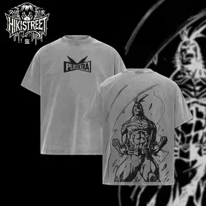 [HIKISTREET] Vintage My Hero Academia All Might Acid Washed T-Shirt, MHA Merch, Grunge Anime Washed Oversized Tee, Aesthetic Anime Streetwear Gift