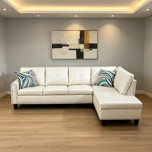 3-Piece Premium Leatherette High-Resistance Synthetic Leather Sofa Set, Smooth Texture, Strong Durability, White Tone, Functional & Stylish for Household Indoor Furniture Use, High-Resistance Sofa Sets, Leatherette Sofa Sets