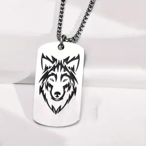 Creative Wolf Head Totem Pendant Necklace in Hip-hop Fashion Stainless Steel Durable No Fade Wild Charm Daily Wear Parties Festivals Iced Out Jewelry Modern Versatile Accessories Minimalist Chain