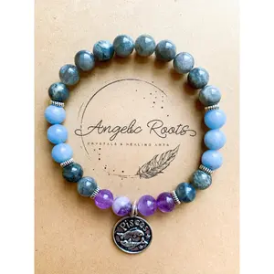 PISCES Amethyst, Labradorite, Angelite Beaded Bracelet || Reiki Infused (In Store)