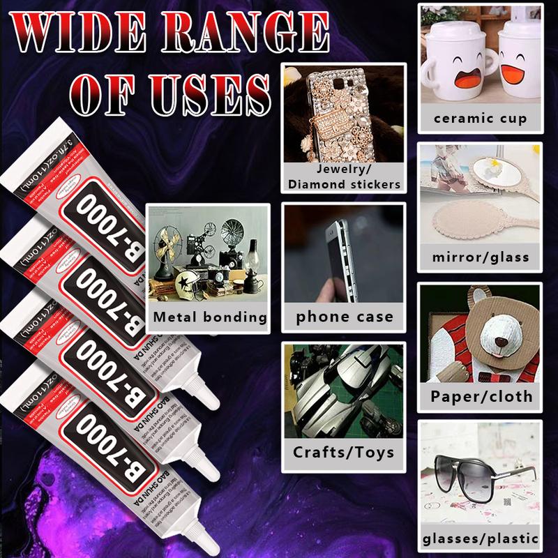 110ml/3.7 Fl Oz Multi-Purpose B6000 Adhesive, Clear Crafting Glue with Precision Dotting Pens, Wax Pencil & Tweezer Kit for Jewelry, DIY Projects & Art Creation