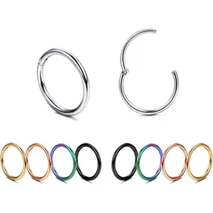 10PCS Essential Hoop Set | 18G Surgical Steel Hinged Clickers | Waterproof & Hypoallergenic | Perfect for Septum, Nose, Helix, Lip & Tragus | 8mm