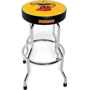 ARCADE1UP Officially Licensed Adjustable Stool with Chrome-Plated Steel Frame and High-Density Foam Padding for Supreme Gaming Comfort (Pac-Man)