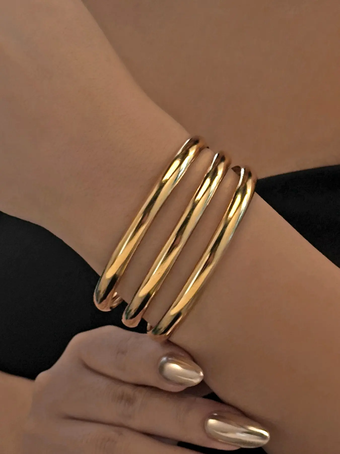 Fashion Geometric Stainless Steel Multi-Layer Women's Bracelet, Daily Wear, Perfect Gift, Stylish Accessory for Ladies, Fashionable Bangle, Geometric Design, Stainless Steel Bracelets
