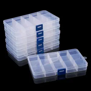 6 Pack Clear Jewelry Box Plastic Bead Storage Craft Container Earrings Organizer Adjustable Set