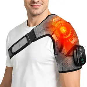 Cordless Shoulder Heating Pad, Heated Shoulder Brace with 3 Heating&Vibration, Portable Shoulder Heat Pad USB Shoulder Massager for Men Women Shoulder Relax