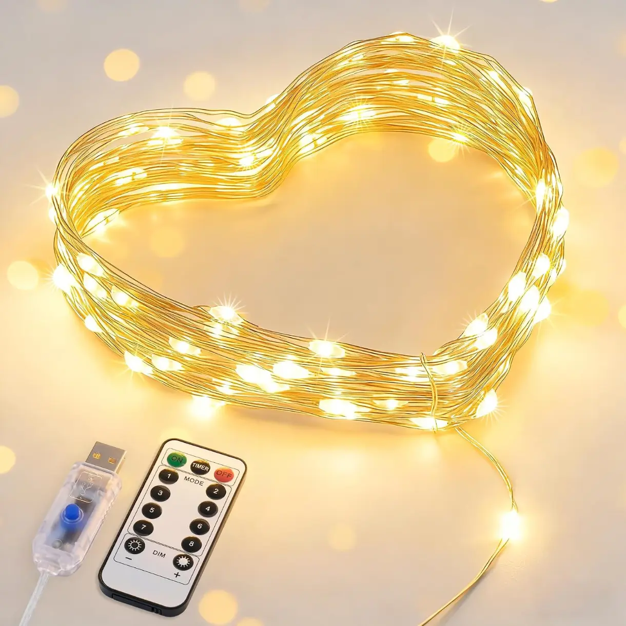 USB Fairy Lights for Bedroom,33ft 100 LED Christmas Lights Plug in Cozy Mini Twinkle Lights Indoor String Lights for Fall Dorm Girl's Room Birthday Decor, Silver Wire, Warm White,Timer Remote