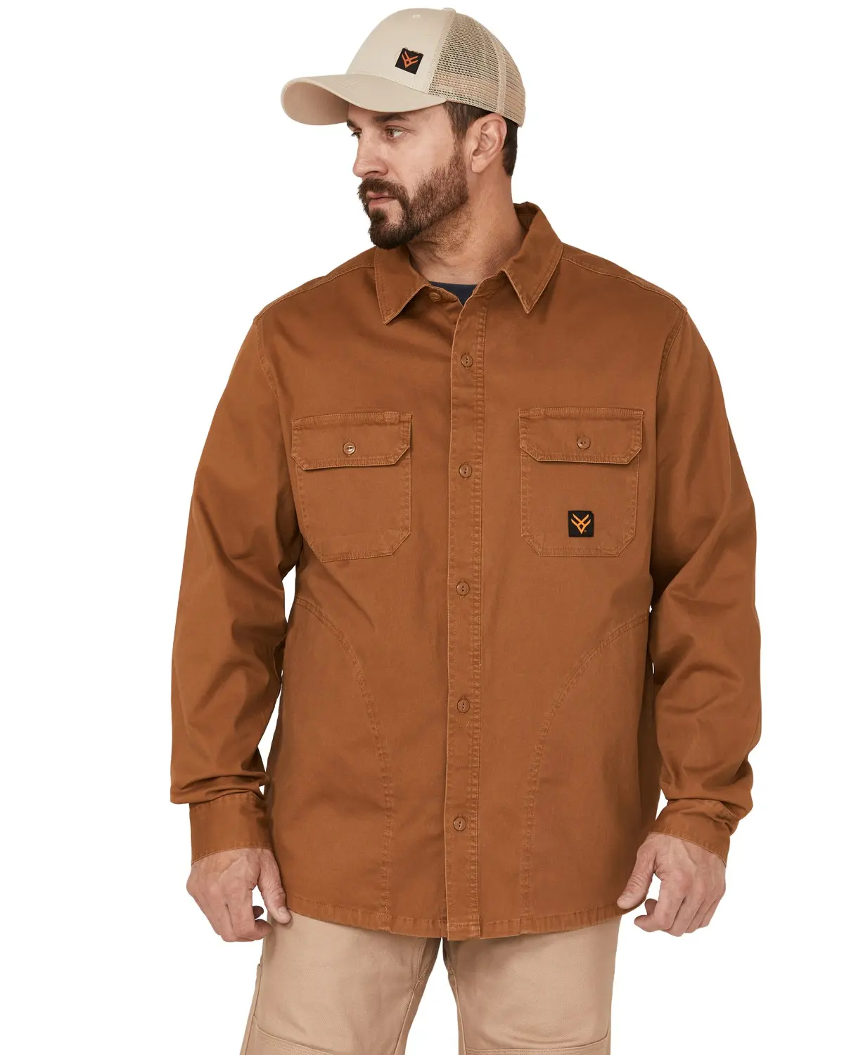 Hawx Men's Men'S Brawlins Weathered Bedford Button-Down Cord Work Shirt - Rust Copper