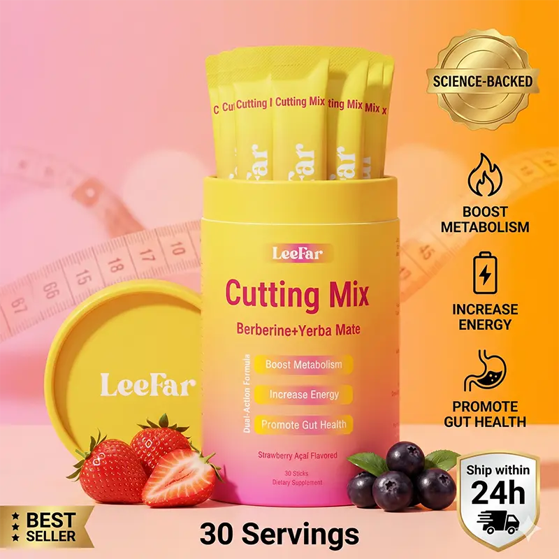 LeeFar Cutting Mix - Energy & Metabolism Support Drink Sticks, Berberine & Yerba Mate