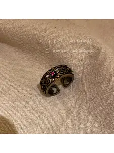 Chinese retro ethnic style inspired by the style of ethnic minorities, handmade, open-style adjustable ring size, this ring will bring you good luck and blessings, Vintage Rings Jewelry