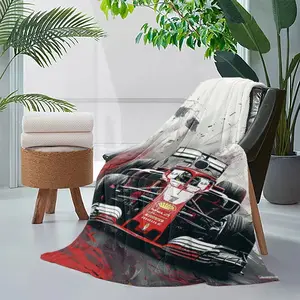 Ferrari Champion One Nap Blanket, Flannel Material, Ferrari F1 Car Print, Door Number 1, Ink Background