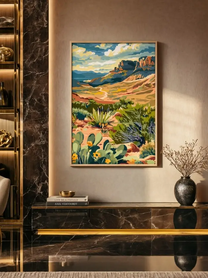 Big Bend Texas Desert Landscape Poster Southwestern Scenic Wall Art Print