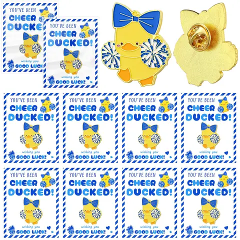 24 Pcs Cheer Luck Duck Brooch Gifts School Cheerleading Cute Duck Pins Fashion Clothing Clips with for Team Teacher Student coach Inspirational Gift Accessories Back to School Team Gift