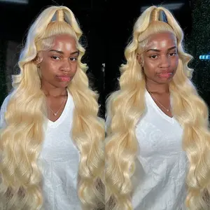 Bling Hair 613 Blond 13x6 Body Wave Lace Frontal Wigs With Elastic Drawstring Brazilian HD Lace Front Human Hair Wigs For Women