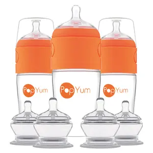 PopYum Orange 9oz Formula Making Baby Bottle + Nipple 7 Piece Bundle