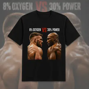 Dricus Du Plessis vs Kamaru Usman 8% Oxygen vs 30% Power Unisex T-Shirt, UFC Meme Graphic Tee, Gildan 5000 Heavy Cotton Shirt, Classic Fit Fight Sports Gift for MMA Fans