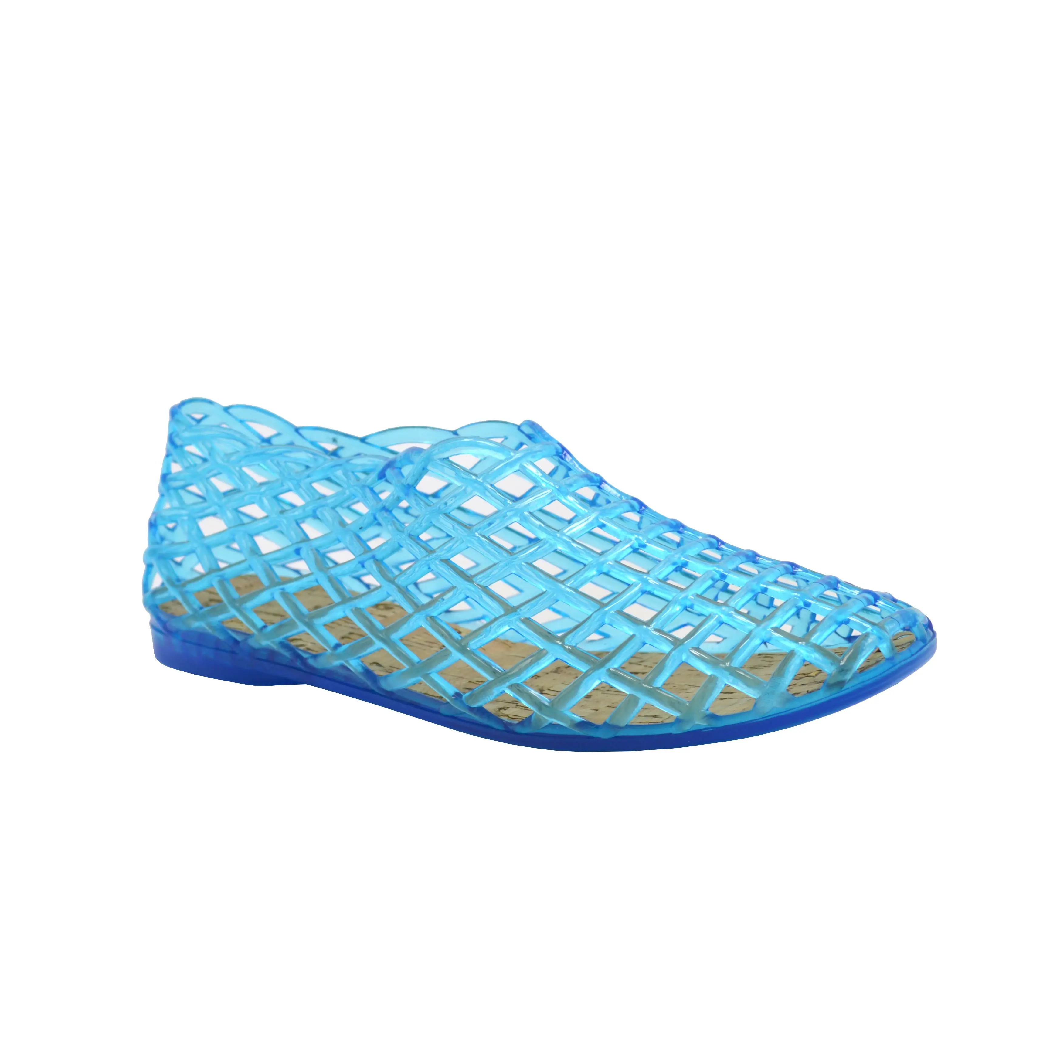 Jelly Sandal - Blue  Woven Design with Cork Sole Comfortable Summer Footwear