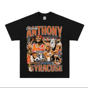 Carmelo Anthony 2025 New Summer Syracuse Commemorative Edition Printed American Retro Loose Heavy Cotton T-Shirt Menswear
