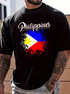 100% Cotton Philippines Flag Filipino Pride Shirt T-Shirt Women's Men's Graphic Tee Crew Neck summer vacation Tops