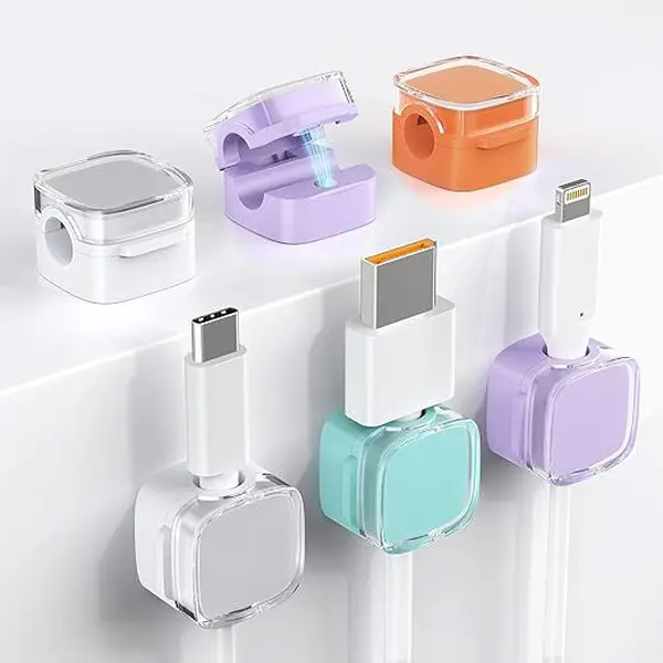 3-Pack Compact Self-Adhesive Magnetic Clip-On Cable Organizer Clips, Indoor Desk Cable Management for Home Users to Hold Cords (Office & Home Use)