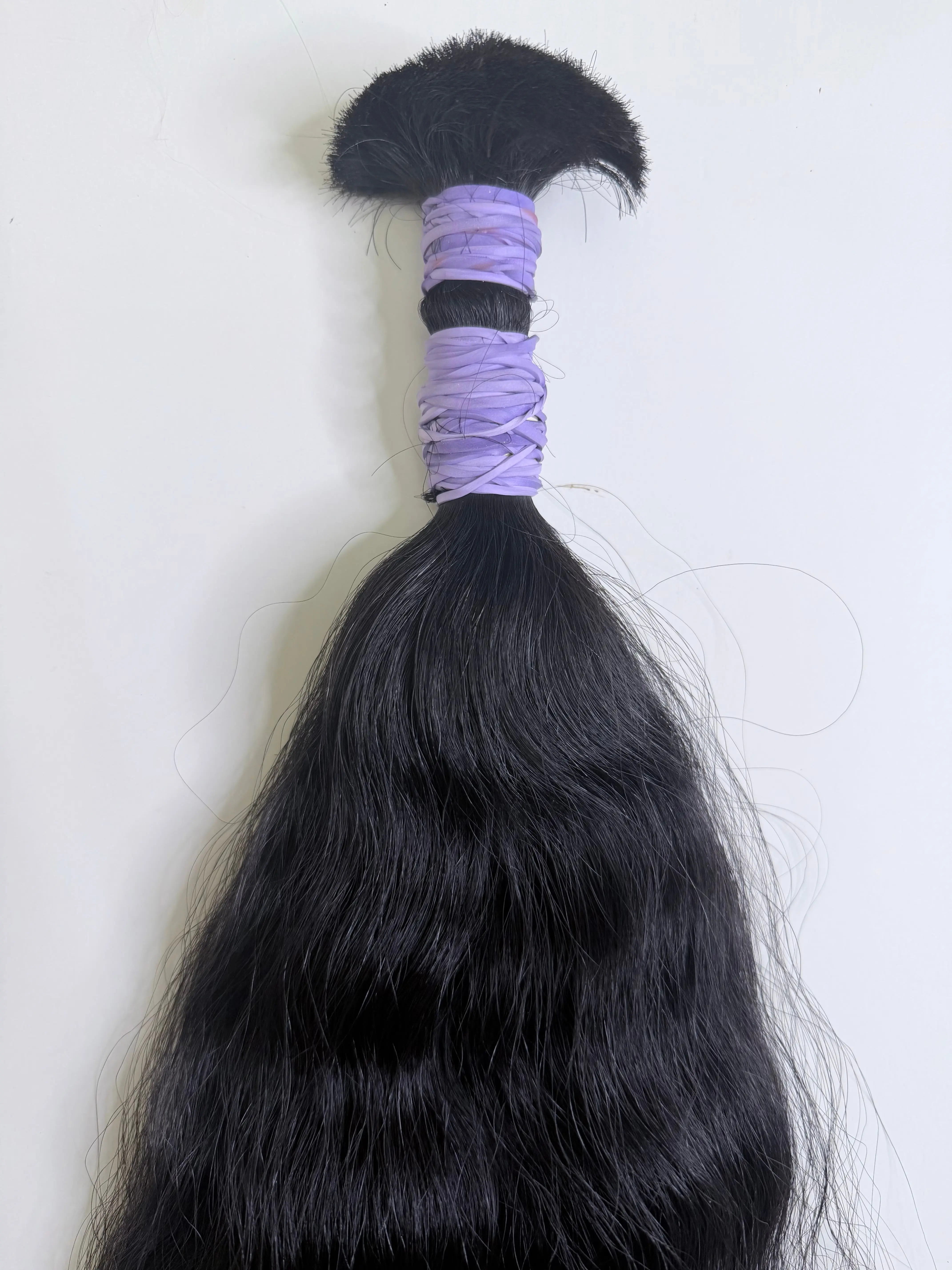 237g Premium 28" Natural Off Black Wavy Human Hair Extensions