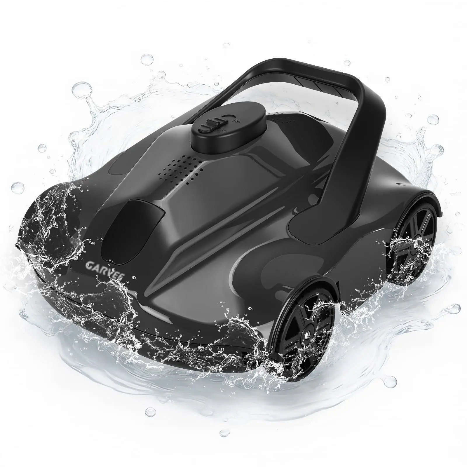 Cordless Robotic Pool Vacuum Cleaner with 130-Min Runtime, Self-Parking Technology for Above-Ground Pools up to 860 Sq.Ft, Efficient Filtration & Portable Design, BLACK
