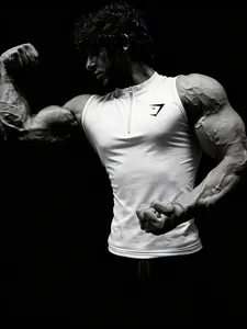 Men's Zipper Vest, Comfortable Breathable Fabric, Muscle-Enhancing, Ideal for Gym, Weightlifting, Cycling, Running, Fashionable Daily Wear