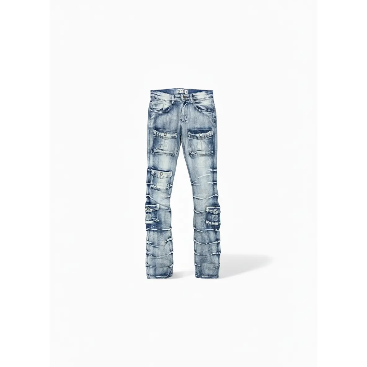 Disaster Cargo Stacked Ice Blue Jeans