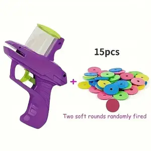 Pet Frisbee Launcher Toy with 15 Reusable Foam Discs, Interactive Game for Dogs and Cats, Durable and Chew-Resistant Plaything Outdoor Bungee