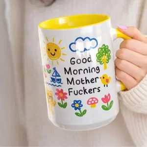 Good Morning Mother Fuckers Mug, Doodle Art Coffee Cup