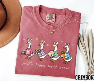 Comfort Colors Just a Happy Easter Goose Shirt, Silly Goose Shirt, Happy Easter Shirt, Easter Goose Shirt, Easter Vibes Shirt, Easter Gift - ShamCren