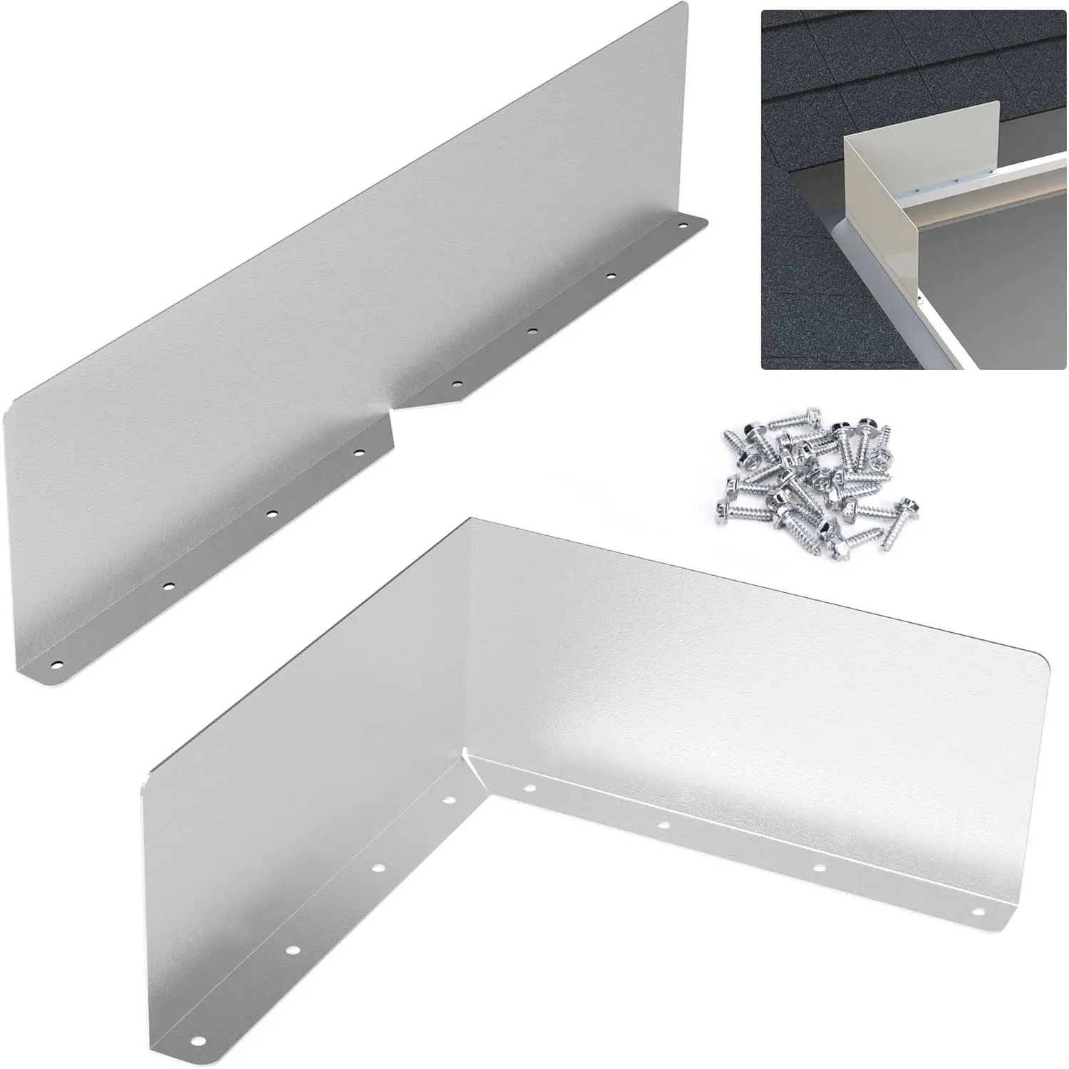 2 Pcs Gutter Valley Splash Guards Roof Rain Diverter for House Shingle Roofs Corner