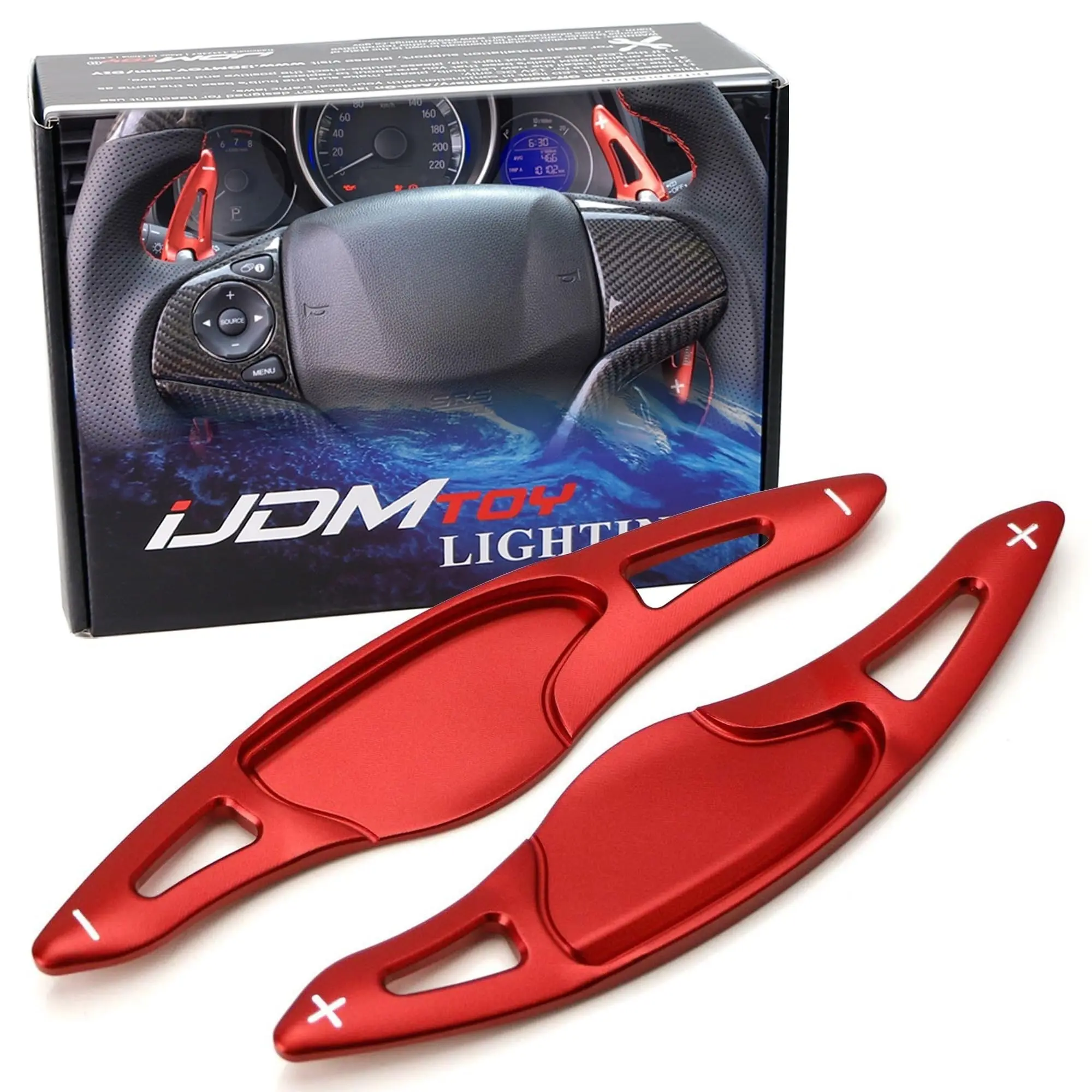 iJDMTOY Red CNC Billet Aluminum Large Paddle Extensions For Honda HR-V Vezel, Honda FIT Jazz