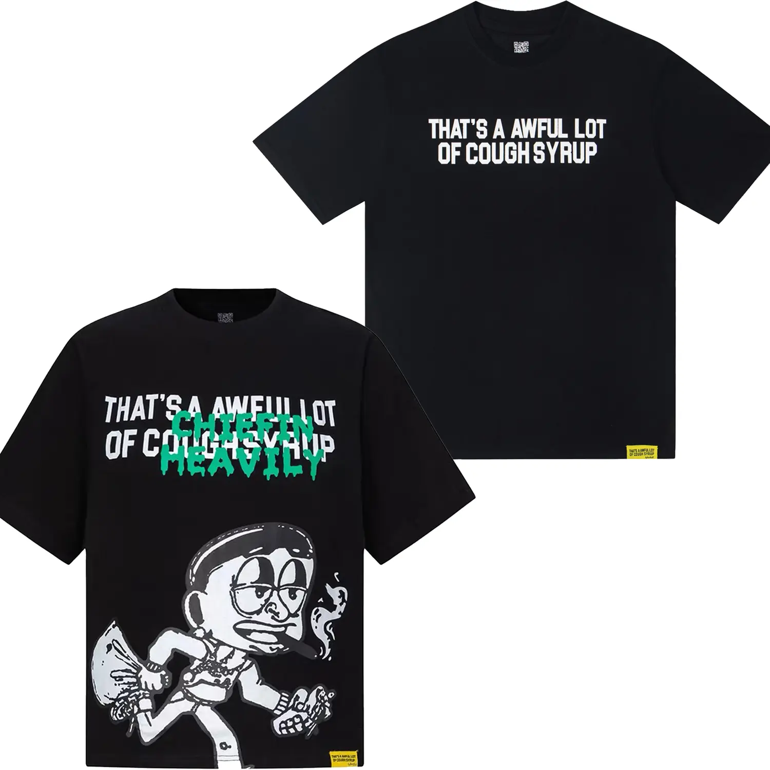 THAT'S A AWFUL LOT OF COUGH SYRUP Breathable, loose-fit, short-sleeve graphic T-shirt—casual hip-hop/rap streetwear style.