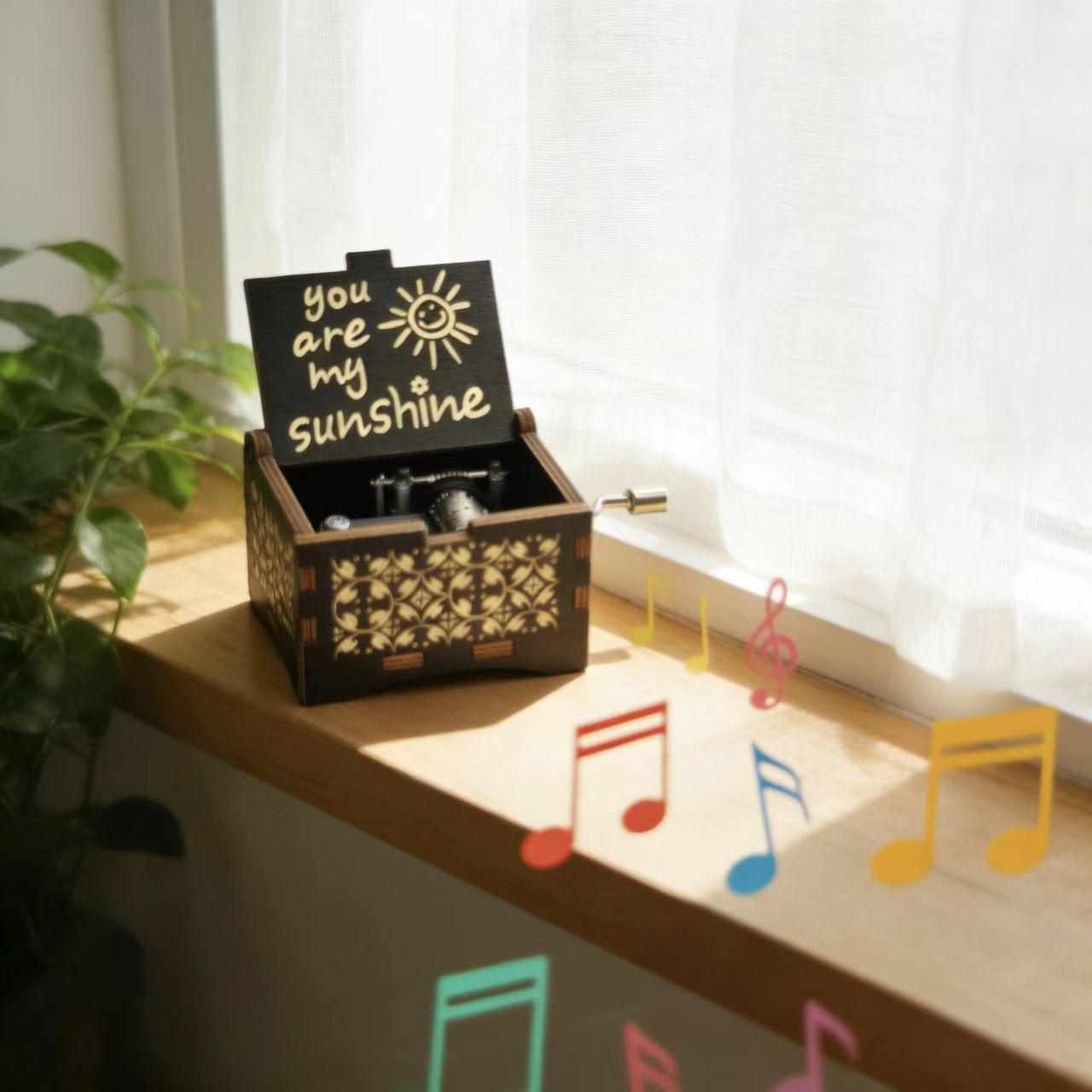 Hand-Crank Wooden Music Box: Plays “You Are My Sunshine” | Vintage Gift for Couples, Lovers, Kids, Grandchildren, Creates Family Bonding Moments