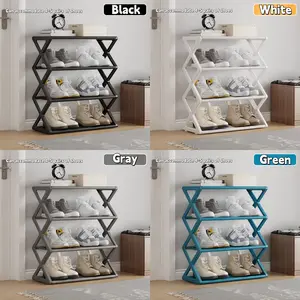 4-Layer Stackable Shoe Rack Organizer, Ideal for Home Organization, Simple Style Metal Tube Design, Perfect Storage Solution & Men's Gift
