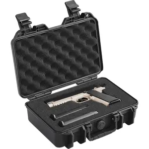 summervibes VEVOR Hard Pistol Cases with Pre-cut PU Foam, Waterproof Dustproof Hard Gun Case for 1 Pistol, 12.59×9.01×4.4 in Lockable Pistol Case, Black,